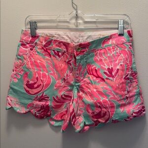 Lilly Pulitzer Pink and Green Floral High Waist Shorts